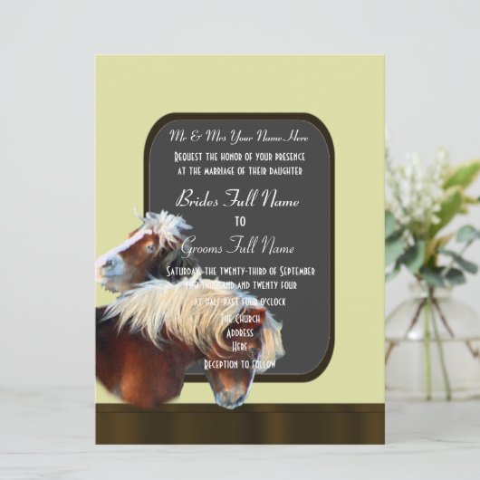 Hochzeit von Pferden und Pferden Einladung (Stehend Vorderseite)