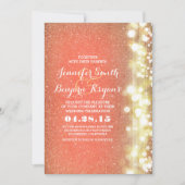 Hochzeit von Pfirsich- und Goldlampen für den Glit Einladung (Vorderseite)