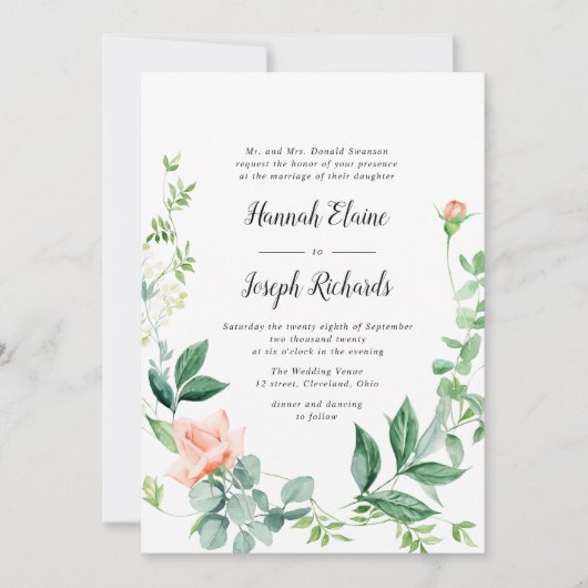 Hochzeit von Pfirsichblumen Einladung (Vorderseite)