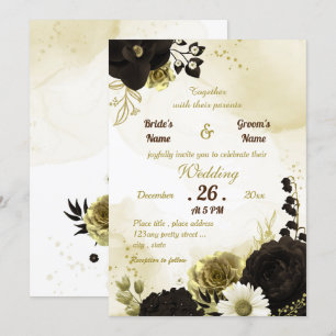Hochzeit von phantastischen braunen Elfenbeingolde Einladung