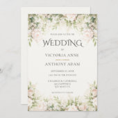 Hochzeit von Pink Floral Peony Einladung (Vorne/Hinten)