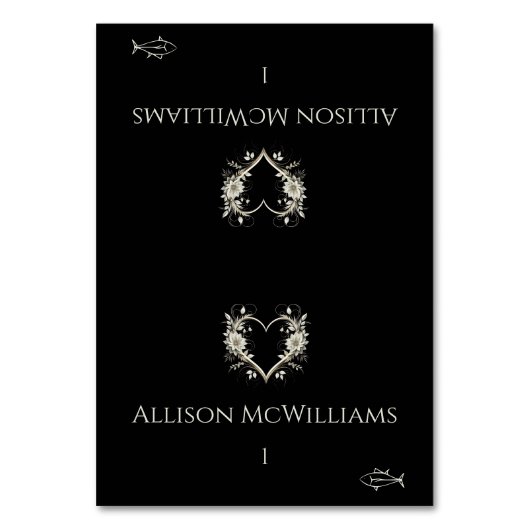 Hochzeit von Platzkarten-Fisch-Symbol-Blume mit He Tischnummer (Vorderseite)