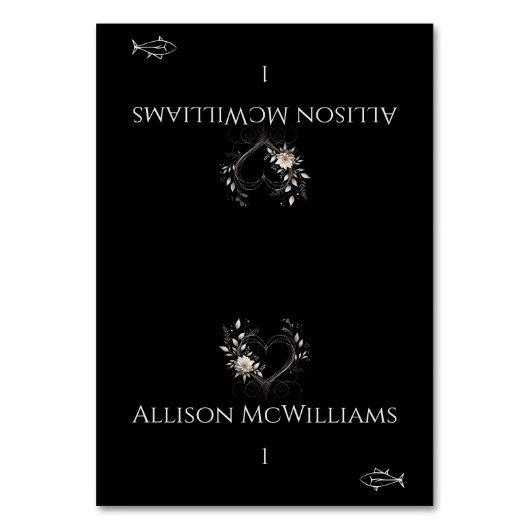 Hochzeit von Platzkarten-Fisch-Symbol-Blume mit He Tischnummer (Vorderseite)