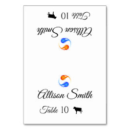 Hochzeit von Platzkarten-Meat-Symbol-Doppelflamme- Tischnummer