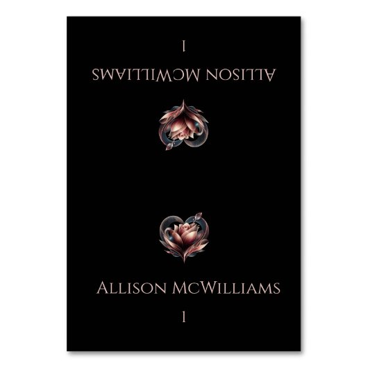 Hochzeit von Platzkarten - Rose mit Herz Tischnummer (Vorderseite)