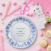 Hochzeit von Porzellan Blue Floral Pappteller (Party)