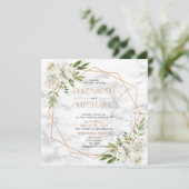 Hochzeit von quadratischem Kupfer mit geometrische Einladung (Stehend Vorderseite)