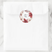 Hochzeit von Red and White Poinsettia Wreath Runder Aufkleber (Tasche)