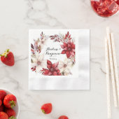 Hochzeit von Red and White Poinsettia Wreath Serviette (Beispiel)