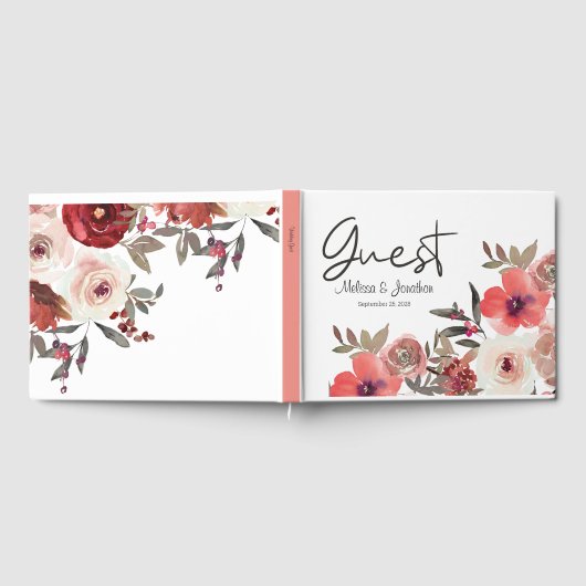 Hochzeit von Red Blush Bloral Rose Gästebuch (Voll)