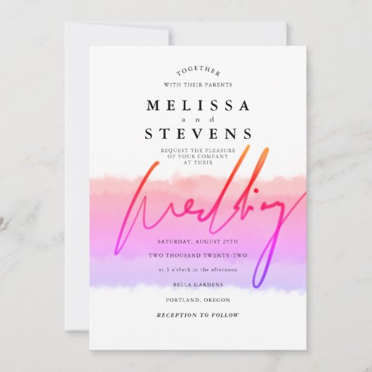 Hochzeit von Regenbogenfarben Einladung (Vorderseite)