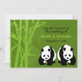 Hochzeit von Riesenpanda-Bären und Grünem Bambuswa Einladung (Vorderseite)