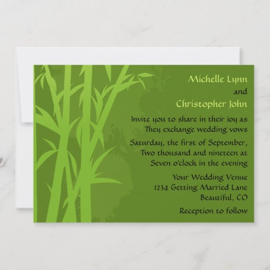 Hochzeit von Riesenpanda-Bären und Grünem Bambuswa Einladung (Rückseite)