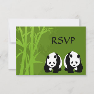 Hochzeit von Riesenpanda-Bären und Grünem Bambuswa RSVP Karte