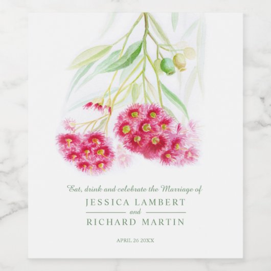 Hochzeit von Rosa-Blume Weinetikett (Einzelnes Label)