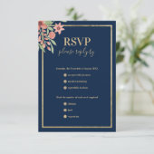 Hochzeit von Rosa-Blütenmeer RSVP Karte (Stehend Vorderseite)
