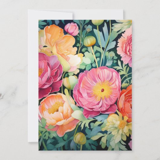 Hochzeit von Rosa, Grün und Gold Einladung (Rückseite)