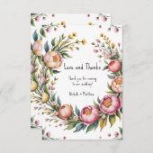 Hochzeit von Rosa Peony und Gelbflora Dankeskarte (Vorne/Hinten)