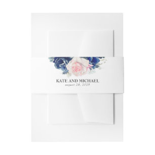 Hochzeit von rosa und blauem Navy-Flor Einladungsbanderole