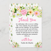 Hochzeit von Rosa und Gelb Dankeskarte (Vorne/Hinten)
