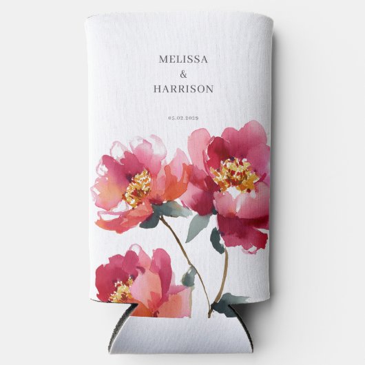 Hochzeit von Rosa und Korallenpiesen Selters Dosenkühler (Vorderseite)