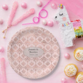 Hochzeit von Rose Gold und Blush Foil Damask Pappteller (Party)