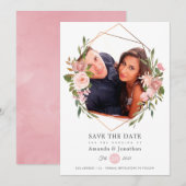 Hochzeit von Rose-Gold- und Blush-Geometric-Foto Save The Date (Vorne/Hinten)