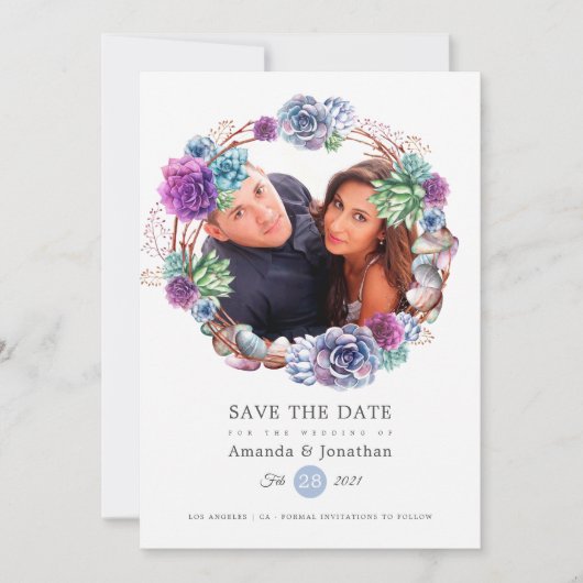 Hochzeit von Rose-Gold- und Blush-Geometric-Foto Save The Date (Vorderseite)