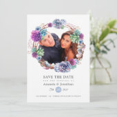 Hochzeit von Rose-Gold- und Blush-Geometric-Foto Save The Date (Stehend Vorderseite)