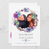 Hochzeit von Rose-Gold- und Blush-Geometric-Foto Save The Date (Vorne/Hinten)