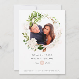 Hochzeit von Rose Gold und Blush Geometric Greener Save The Date