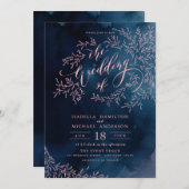 Hochzeit von Rosenblütenkalligraphie Einladung (Vorne/Hinten)