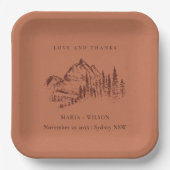 Hochzeit von Rost-Orange-Pine-Wald Pappteller (Vorderseite)