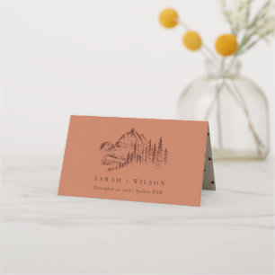 Hochzeit von Rost-Orange-Pine-Wald Platzkarte