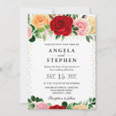 Hochzeit von Rot und Gelb Einladung (Vorderseite)