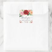 Hochzeit von Rot und Gelb Quadratischer Aufkleber (Tasche)