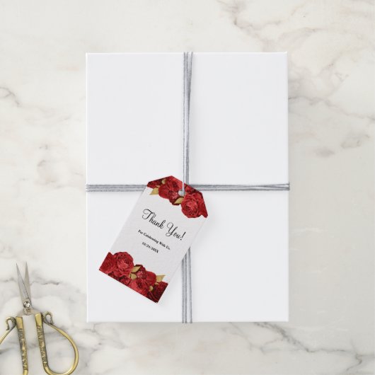 Hochzeit von Rot und Gold Geschenkanhänger (Mit Garn)