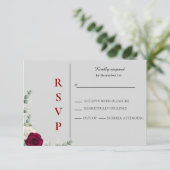 Hochzeit von Rot und Weiß-Rose RSVP Karte (Stehend Vorderseite)