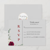Hochzeit von Rot und Weiß-Rose RSVP Karte (Vorne/Hinten)