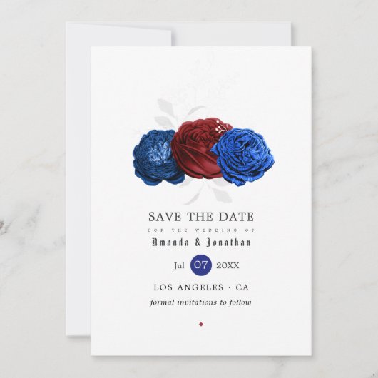 Hochzeit von Rot-Weiß und Blau-Amerikanische Unabh Save The Date (Vorderseite)