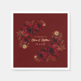 Hochzeit von rote Rose und Gold Serviette