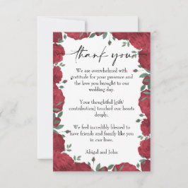 Hochzeit von rote Rosen Dankeskarte