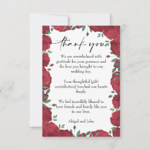 Hochzeit von rote Rosen Dankeskarte
