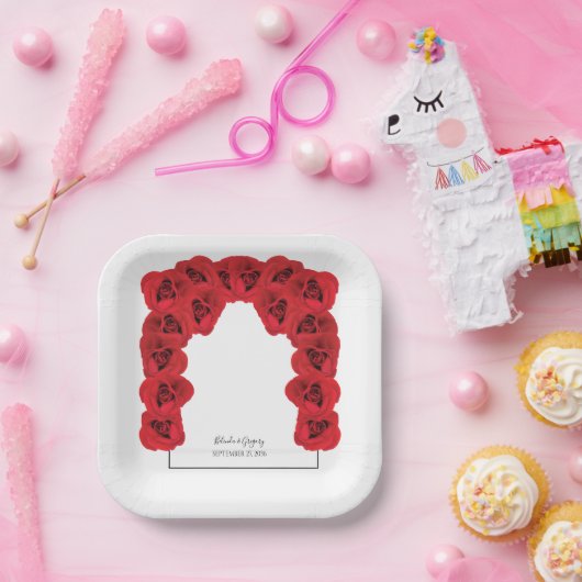 Hochzeit von rote Rosen Pappteller (Party)