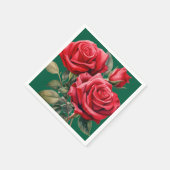 Hochzeit von rote Rosen Serviette (Ecke)