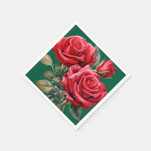 Hochzeit von rote Rosen Serviette (Ecke)