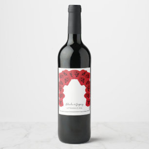 Hochzeit von rote Rosen Weinetikett