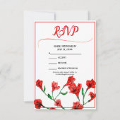 Hochzeit von Roter Flora RSVP Karte (Vorderseite)