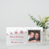Hochzeit von Roter Silberschneeflocke Save the Dat Date (Stehend Vorderseite)