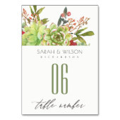 Hochzeit von Rotfloralfarben-Kakteen Tischnummer (Rückseite)